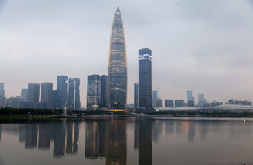 Fototapeta na wymiar famous Shenzhen skyscrapers of Nanshan district