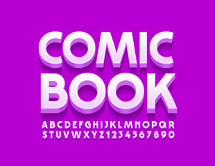 Vector trendy sign Comic Book with modern Font. Set of Alphabet Letters and Numbers