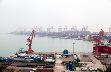 large port of Shenzhen with container terminal