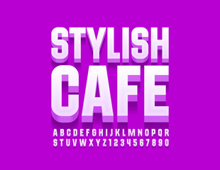 Naklejka na ściany i meble Vector bright logo Stylish Cafe. Elegant 3D Font. Artistic Alphabet Letters and Numbers.