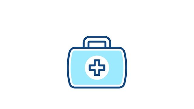 First aid kit animated icon. Medical box video.