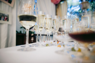 Glasses with champagne on a table