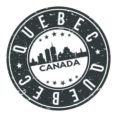 Quebec Canada America Stamp. Logo Icon Symbol Design Skyline City Vector.