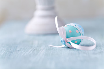 Easter Decoration. Bright wooden background.