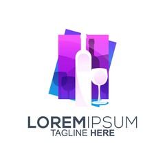 colorful wine logo design vector