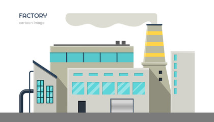 Factory exterior. Isolated industrial image in cartoon style. Urban scene with industry building