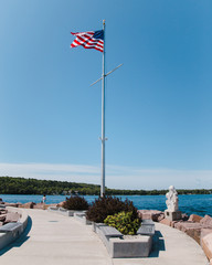 Flag Pole Near Lake