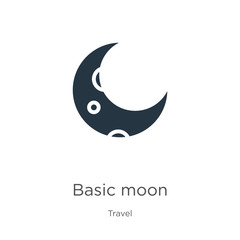Basic moon icon vector. Trendy flat basic moon icon from travel collection isolated on white background. Vector illustration can be used for web and mobile graphic design, logo, eps10