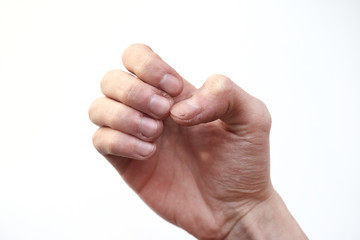 dirty hand isolated on white background