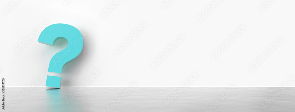 Poster colored question marks background concept. 3D Rendering.