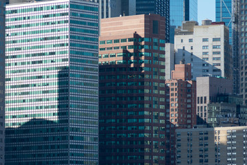 Fototapeta na wymiar Background of Old and Modern Skyscrapers in the Lower Manhattan New York City Skyline
