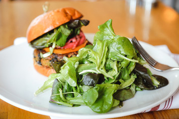 Burger and Salad Meal