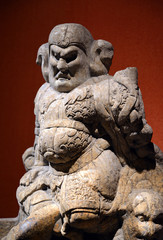 Close up of Bodhisattva statue head in Chinese Buddhist temple