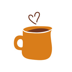 Ceramic mug icon in flat cartoon style. Vector illustration
