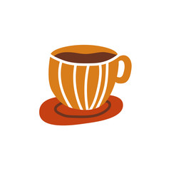 Ceramic mug icon in flat cartoon style. Vector illustration