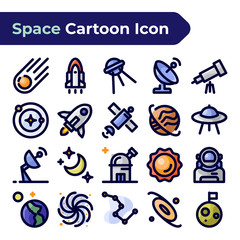 Set of space and astronomy icon theme. Bundle of decorative design element. Gradient Outline vector illustration style.