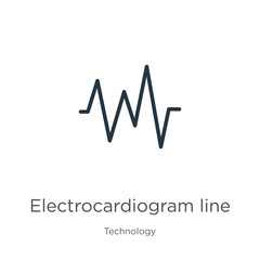 Electrocardiogram line icon vector. Trendy flat electrocardiogram line icon from technology collection isolated on white background. Vector illustration can be used for web and mobile graphic design,