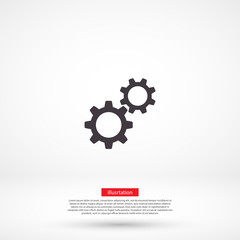 Gears vector icon , lorem ipsum Flat design