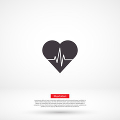 Heartbeat vector icon , lorem ipsum Flat design