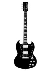Naklejka premium Electric guitar. Black & white versions. High quality details. 