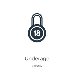 Underage icon vector. Trendy flat underage icon from security collection isolated on white background. Vector illustration can be used for web and mobile graphic design, logo, eps10