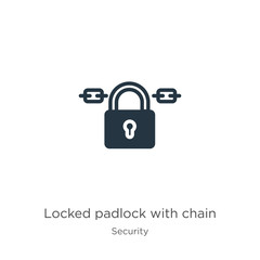 Locked padlock with chain icon vector. Trendy flat locked padlock with chain icon from security collection isolated on white background. Vector illustration can be used for web and mobile graphic