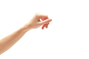 Female hand on a white background