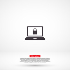 Laptop vector icon , lorem ipsum Flat design