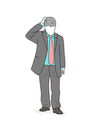 Obraz premium businessman stands thoughtfully. vector illustration.