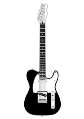 Electric guitar. Black & white versions. High quality details.	