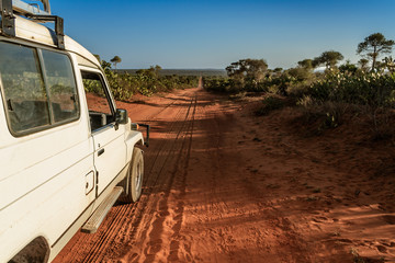 An offroad vehicle on the sandy track © Pierre-Yves Babelon
