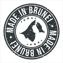 Made in Brunei Symbol. Silhouette Icon Map. Design Grunge Vector. Product Export Seal.