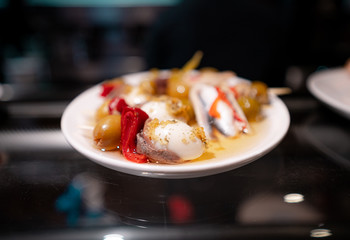 snacks at a bar counter