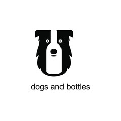 creative modern dog and bottle concept logo design illustration