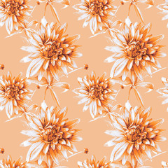 Seamless pattern of flowers drawn in pencil. - 328343169