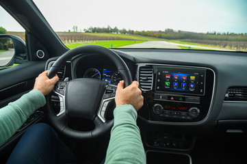 Naklejka premium Driving hybrid suv car ev elettric 