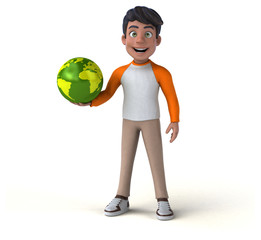 Fun 3D cartoon Asian teenager .