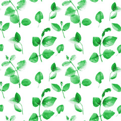Watercolor seamless pattern of twigs with leaves. - 328343746
