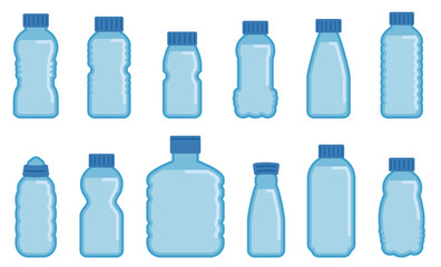 Vector plastic bottles flat icons