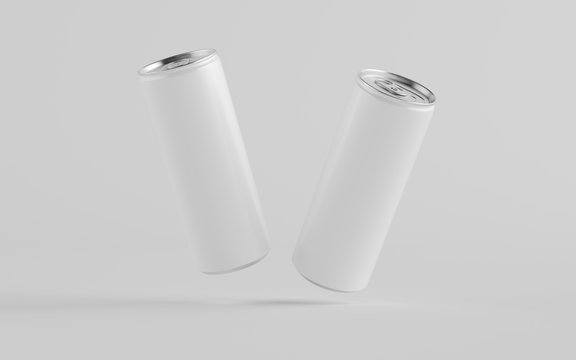 250ml / 8.4 oz. Aluminium Can Mockup - Two Cans. Blank Label.  3D Illustration