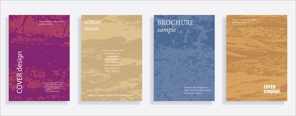 Minimalistic cover design templates. Set of layouts for covers of books, albums, notebooks, reports, magazines. Vintage texture gradient effect, flat modern abstract design. Grunge mock-up texture