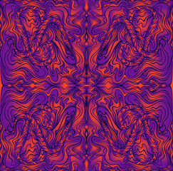 Vintage psychedelic trippy colorful waves fractal mandala. Ggradient neon colors