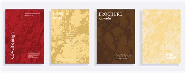 Minimalistic cover design templates. Set of layouts for covers of books, albums, notebooks, reports, magazines. Vintage texture gradient effect, flat modern abstract design. Grunge mock-up texture