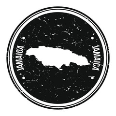 Jamaica Map Symbol Round Design Stamp. Travel and Business Vector.
