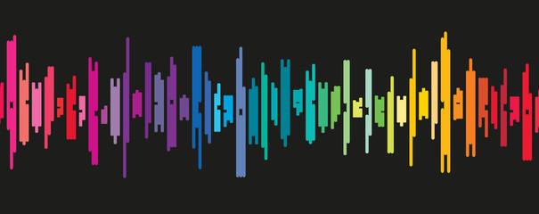 Colorful Digital Sound Wave on black Background,technology,earthquake wave and Equalizer line concept,design for music industry,Vector,Illustration.