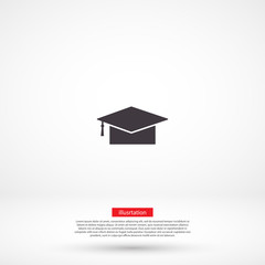 Fototapeta na wymiar Graduation cap vector icon , lorem ipsum Flat design