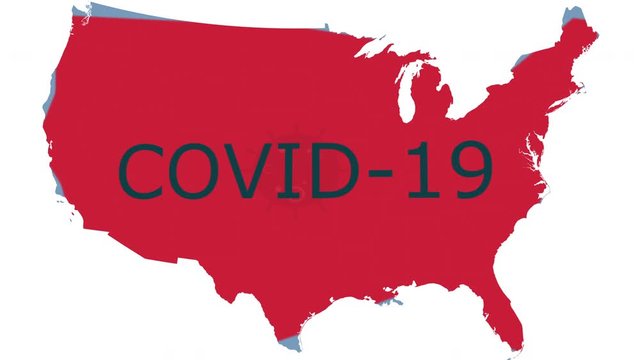 Concept of Covid-19, coronavirus, ncov 2019, sars cov 2, outbreak or spreading allover the USA showing with map 