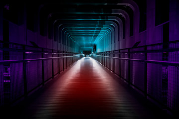 dark room with ultraviolet lightning color. 