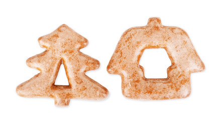 christmas gingerbread cookie isolated on white background