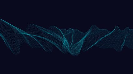 Neon Digital Sound Wave on Dark Blue Background,technology and earthquake wave diagram concept,design for music studio and science,Vector Illustration.